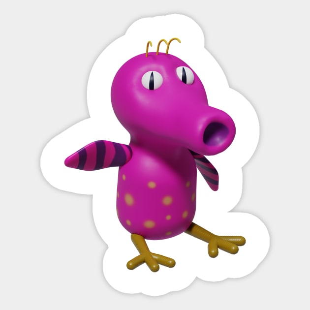 Cute pink bird Monster Sticker by valsevent